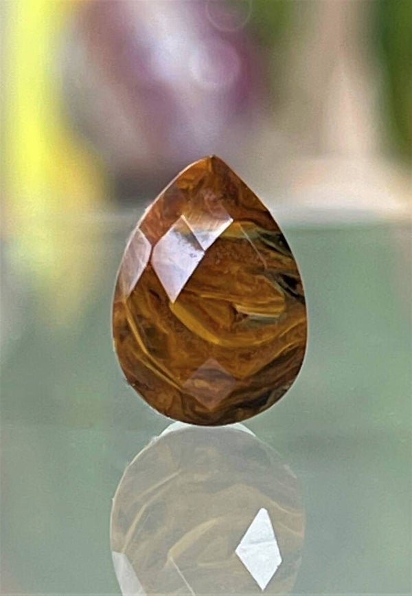 Pietersiet edelsteen checker facet geslepen druppel, heel klein