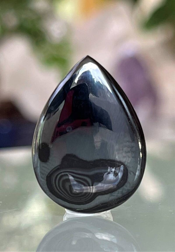 Psilomelaan edelsteen cabochon druppel, klein