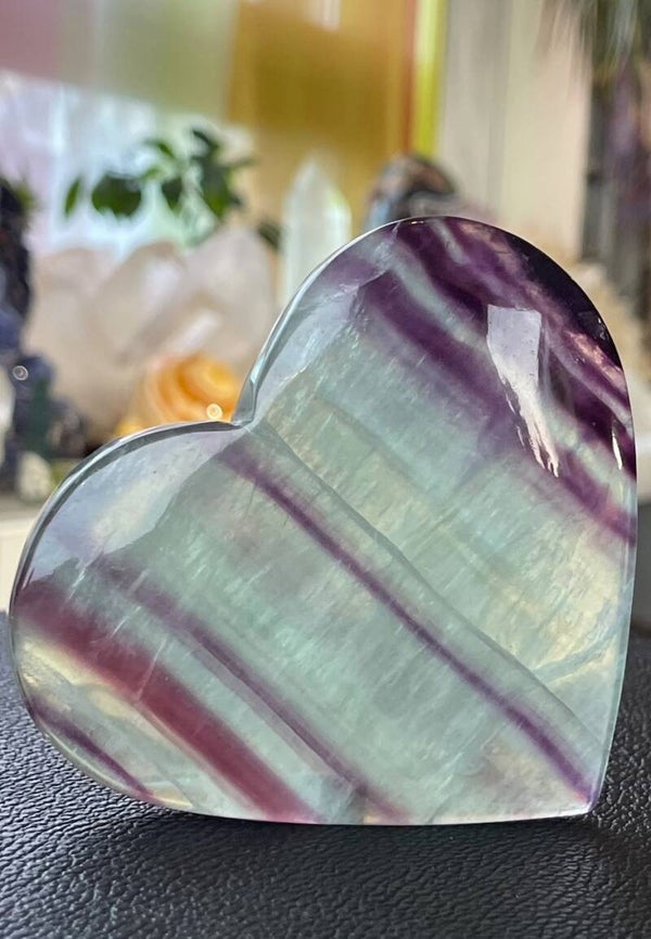 Regenboog Fluoriet hart, groot