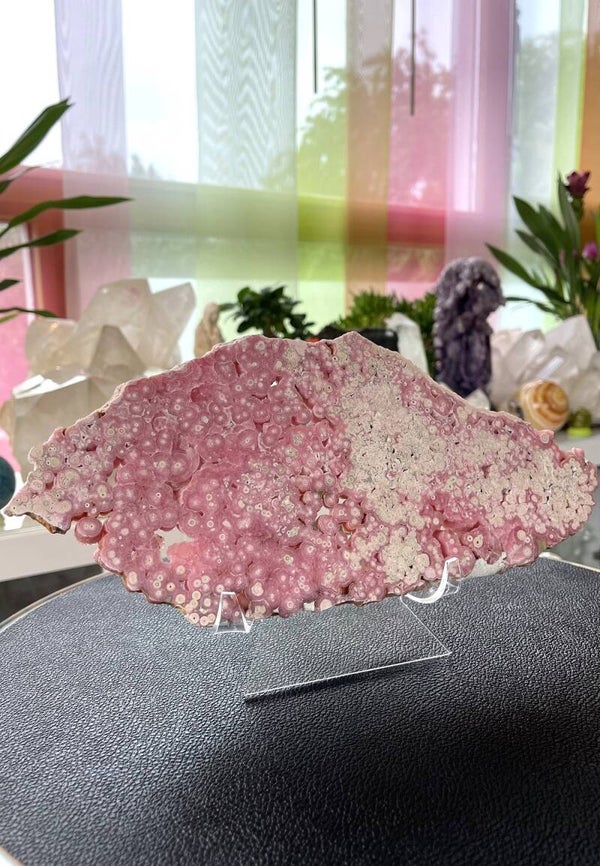 Rhodochrosiet uit Argentinië platte schijf, twee zijden gepolijst, groot