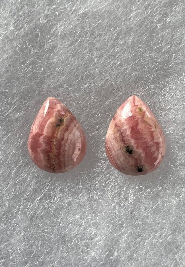 Rhodochrosiet edelsteen cabochon druppel, klein, per paar