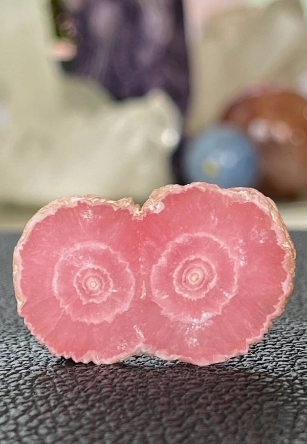 Rhodochrosiet edelsteen plat schijfje, twee zijden gepolijst, klein-medium