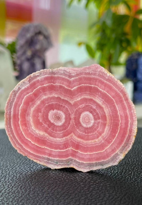 Rhodochrosiet plat schijfje, twee zijden gepolijst, medium-groot