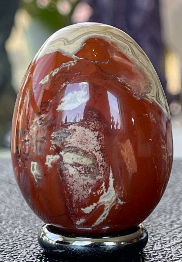 Rode Jaspis ei, medium 4,9cm