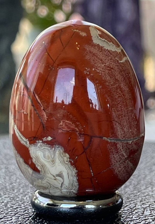 Rode Jaspis ei, medium 4,9cm