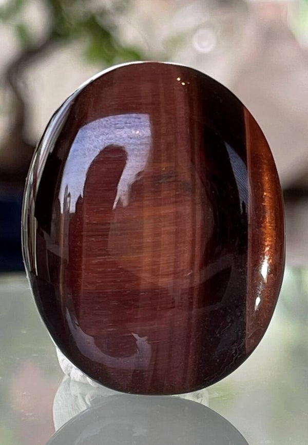 Tijgeroog Rood knuffelsteen plat