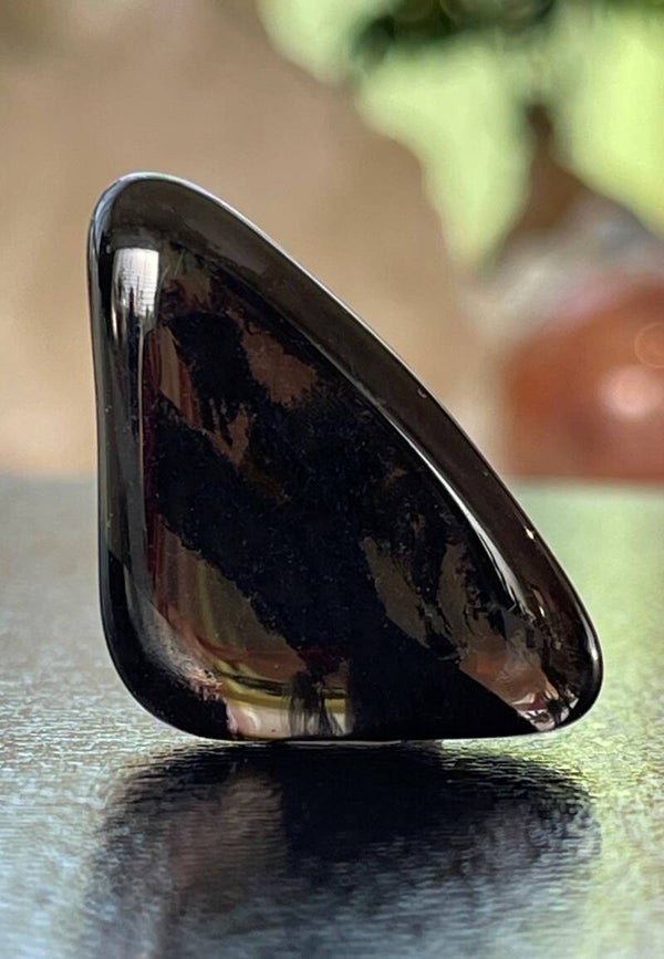 Rook Obsidiaan trommelsteen, plat