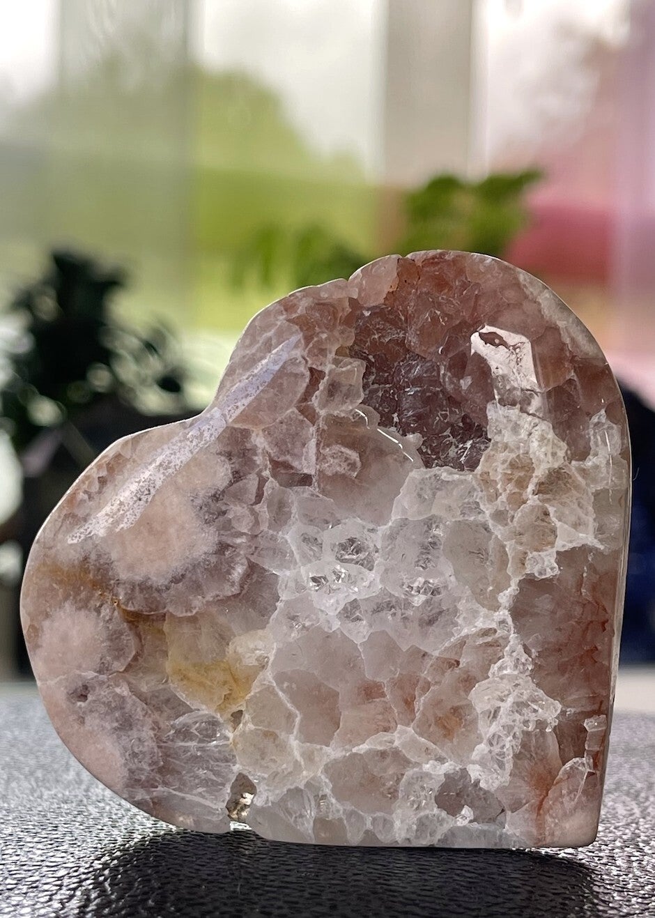 Roze Amethist hart, medium