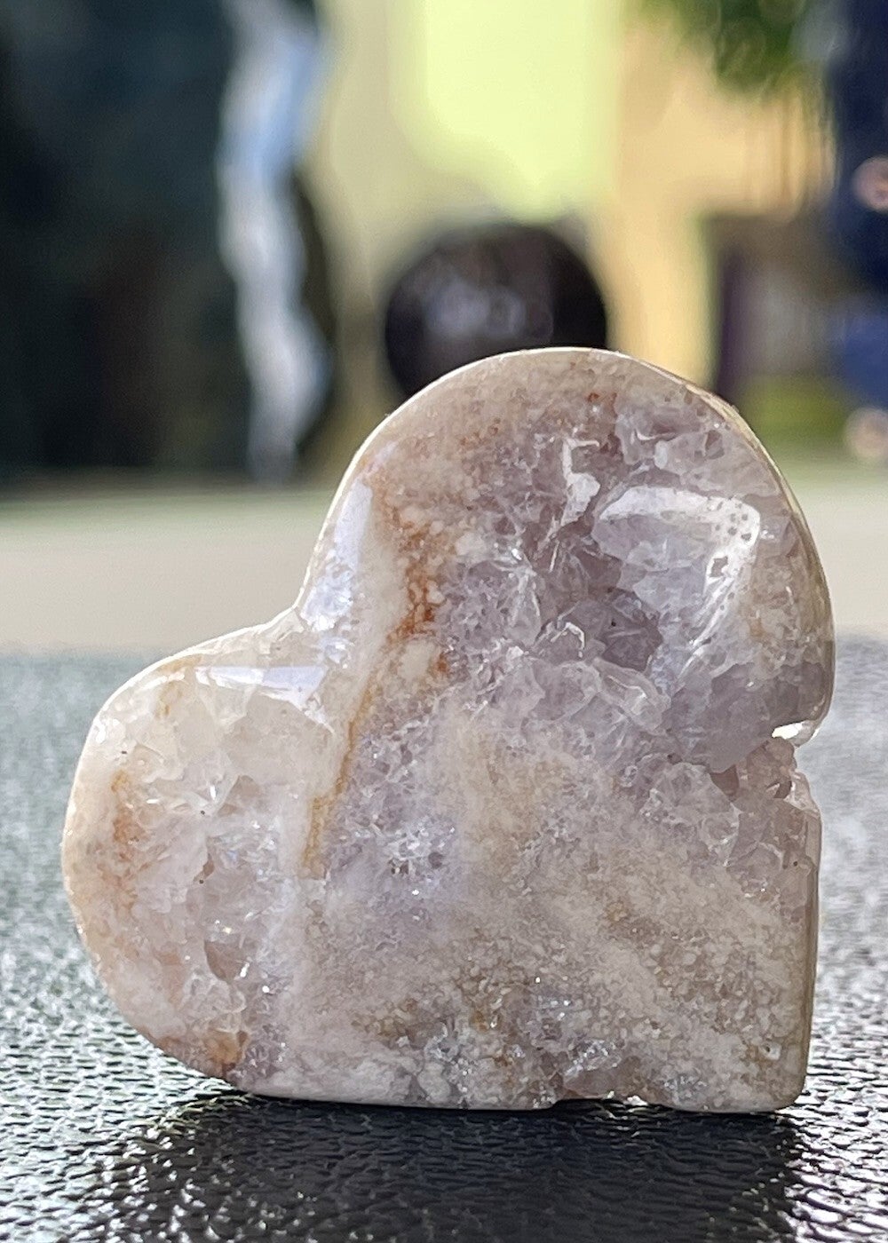 Roze Amethist hart, klein-medium