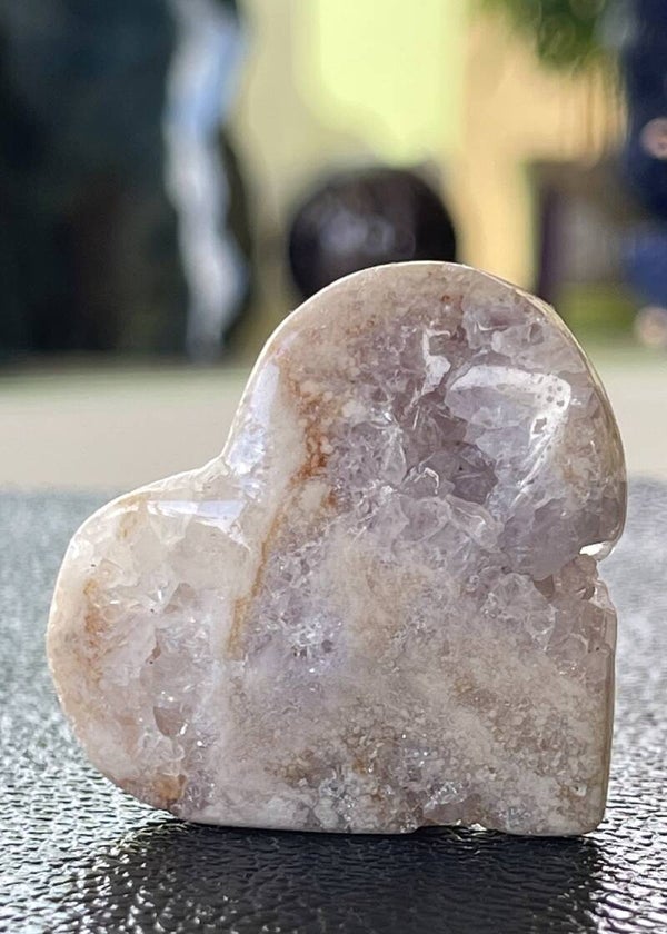 Roze Amethist hart, klein-medium
