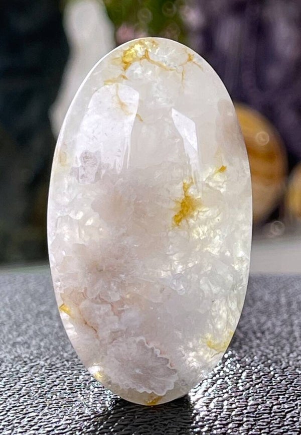 Roze Amethist knuffelsteen plat