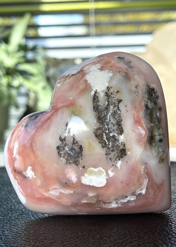 Roze Andes Opaal hart uit Peru, groot