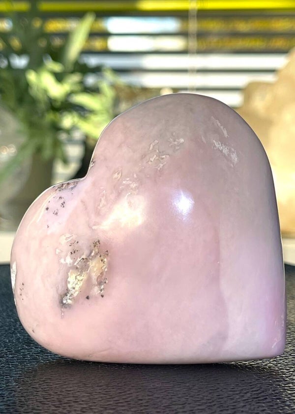 Roze Andes Opaal hart uit Peru, groot