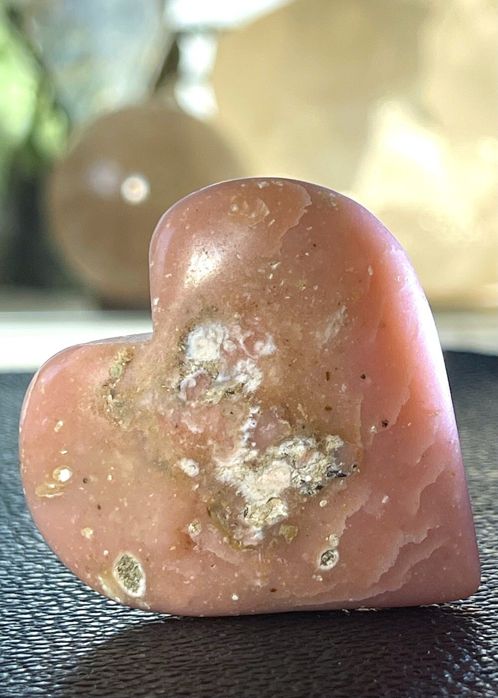 Roze Andes Opaal hart uit Peru, medium
