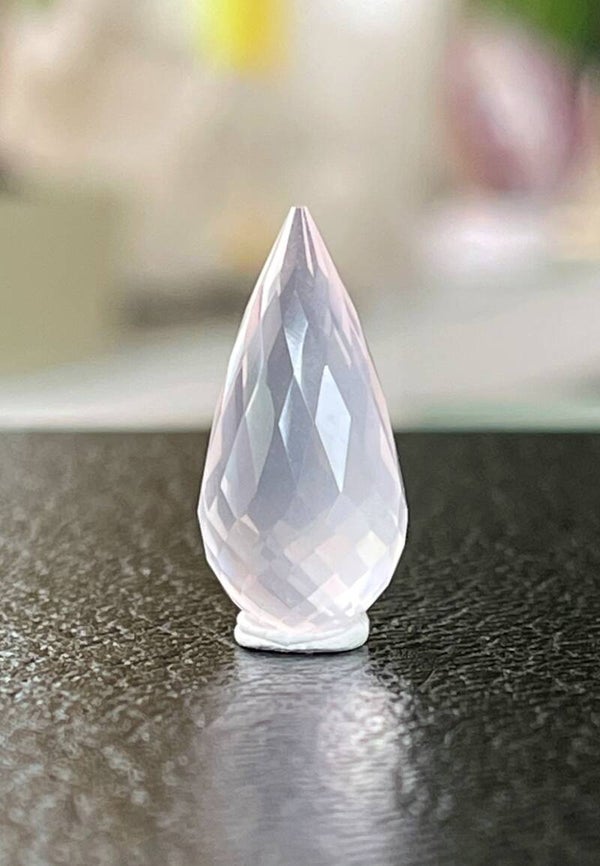 Rozenkwarts edelsteen facet geslepen duppel, medium