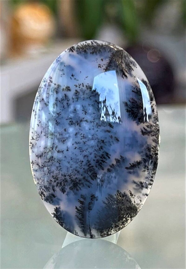 Dendriet Agaat edelsteen cabochon ovaal uit Rusland, medium