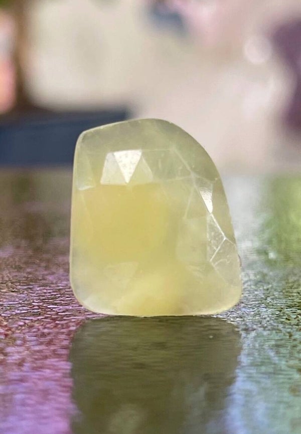 Saffier Geel edelsteen checker facet geslepen free form, medium