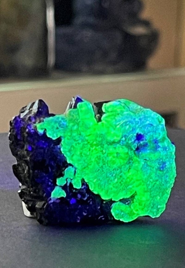 Schörl of zwarte Toermalijn met Hyaliet Opaal uit Namibië ruw, klein