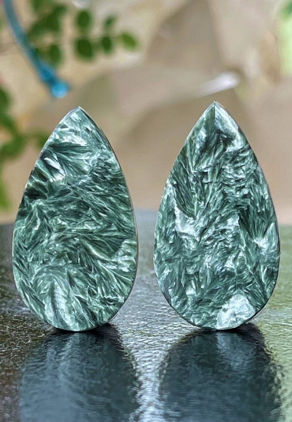 Serafiniet edelsteen set cabochon druppel, groot