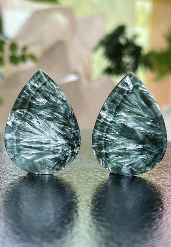 Serafiniet edelsteen set cabochon druppel, groot