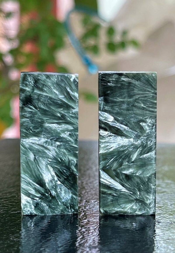 Serafiniet edelsteen set cabochon rechthoekig, groot