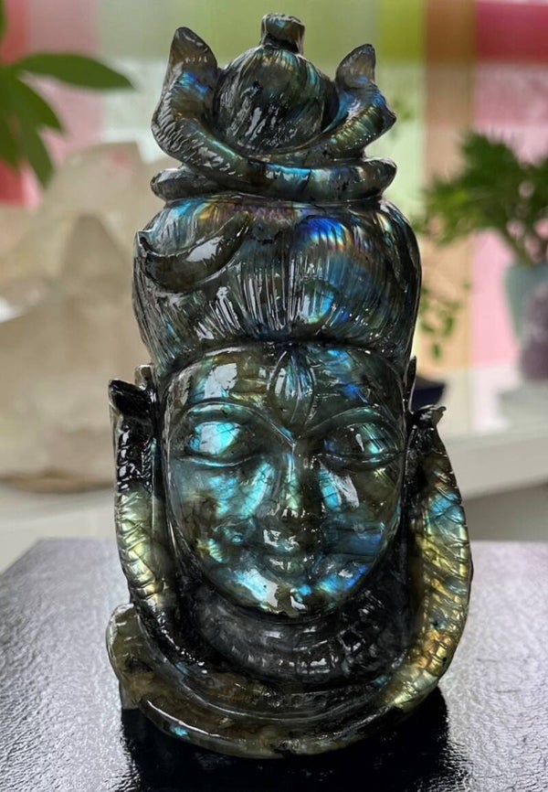 Shiva hoofd van Labradoriet, medium