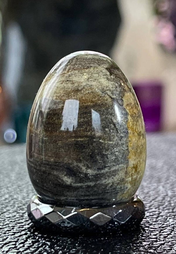 Silverleaf Jaspis ei, klein 3,5cm