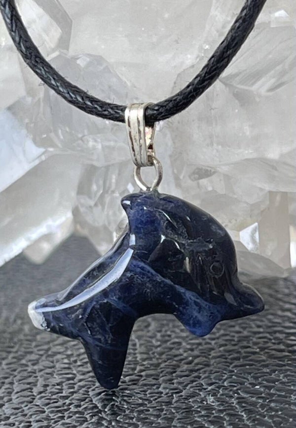 Sodaliet dolfijn hangertje, met veter, klein