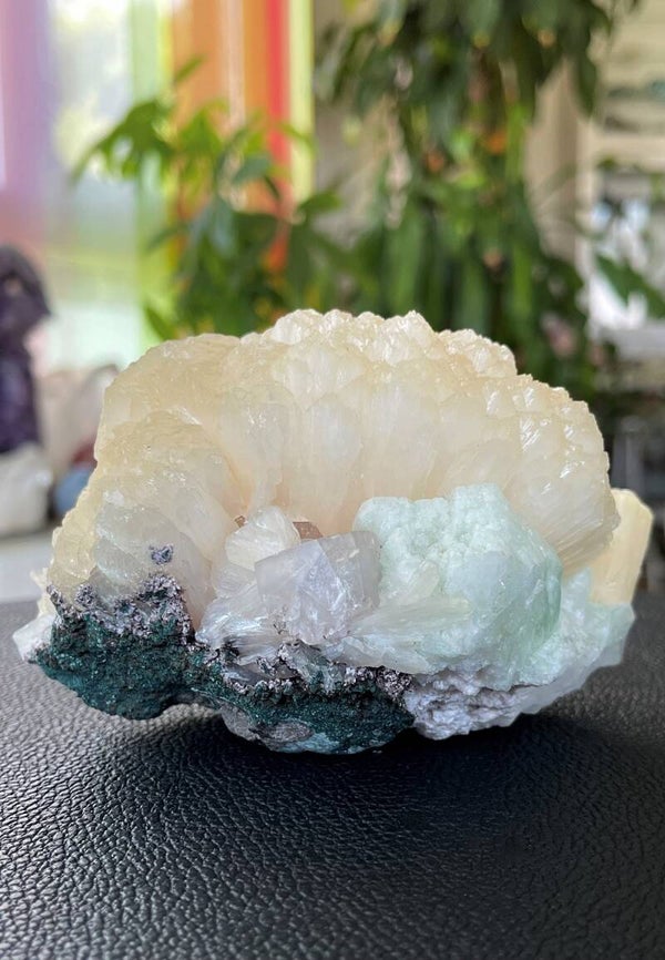 Stilbiet met Calciet en Apofylliet uit India ruw, groot