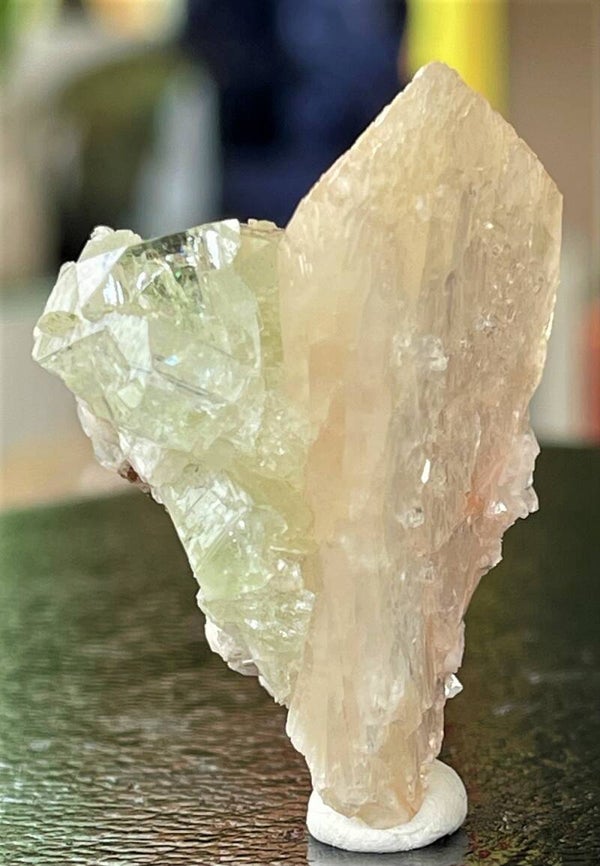 Stilbiet met groene Apofylliet uit  India ruw, klein