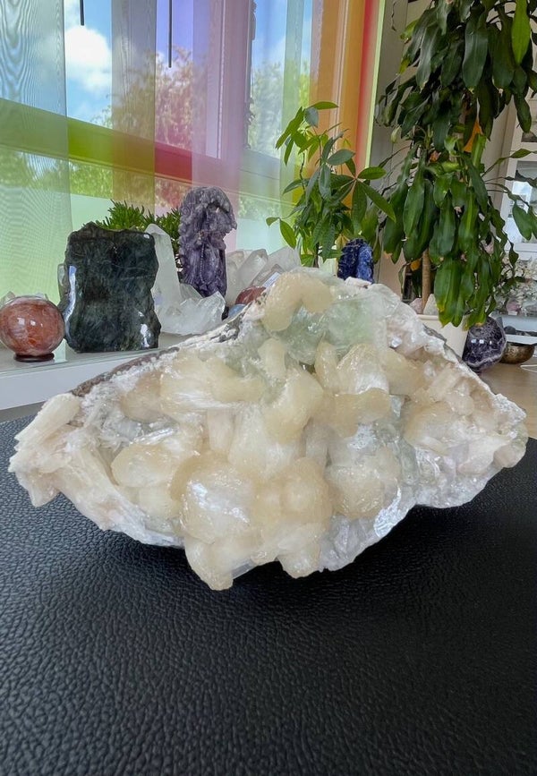 Stilbiet met groene Apofylliet ruw uit India, groot