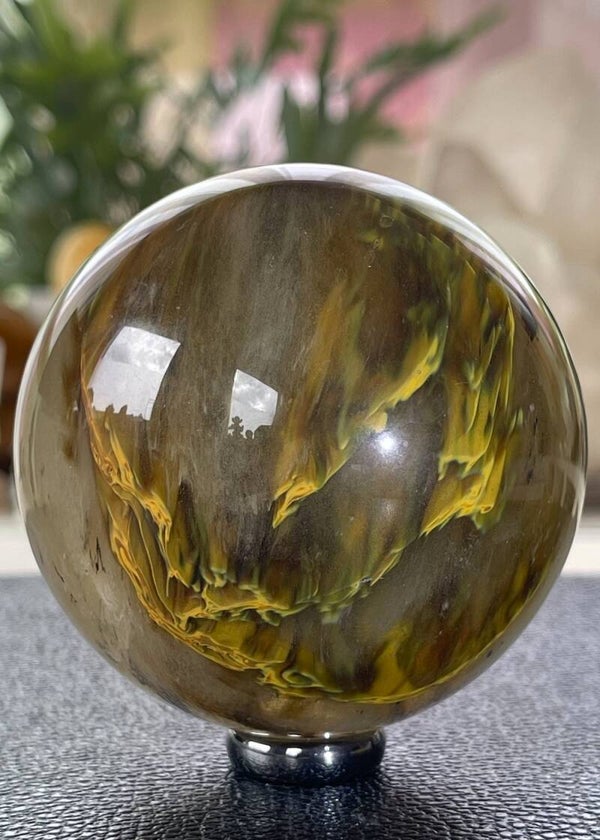 Synthetische Vuuropaal bol, groot 7,5cm