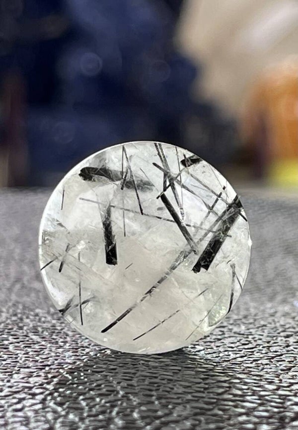 Toermalijnkwarts edelsteen cabochon rond, medium