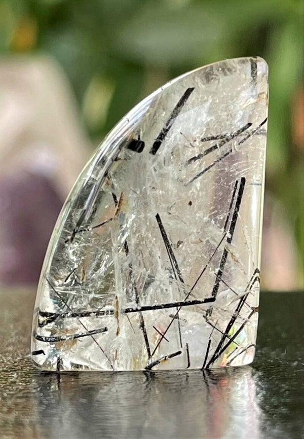 Toermalijnkwarts edelsteen cabochon free form, groot