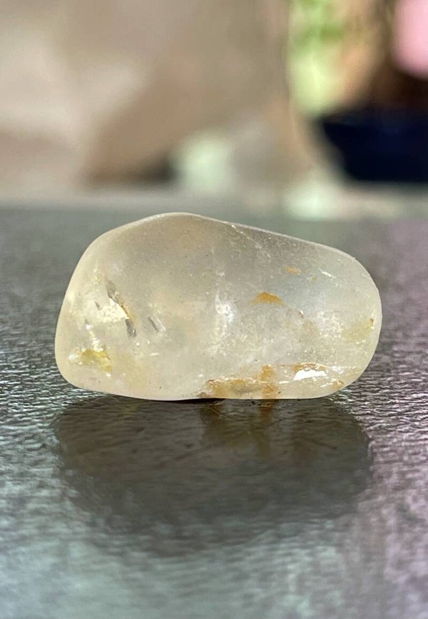 Witte Topaas trommelsteen mat