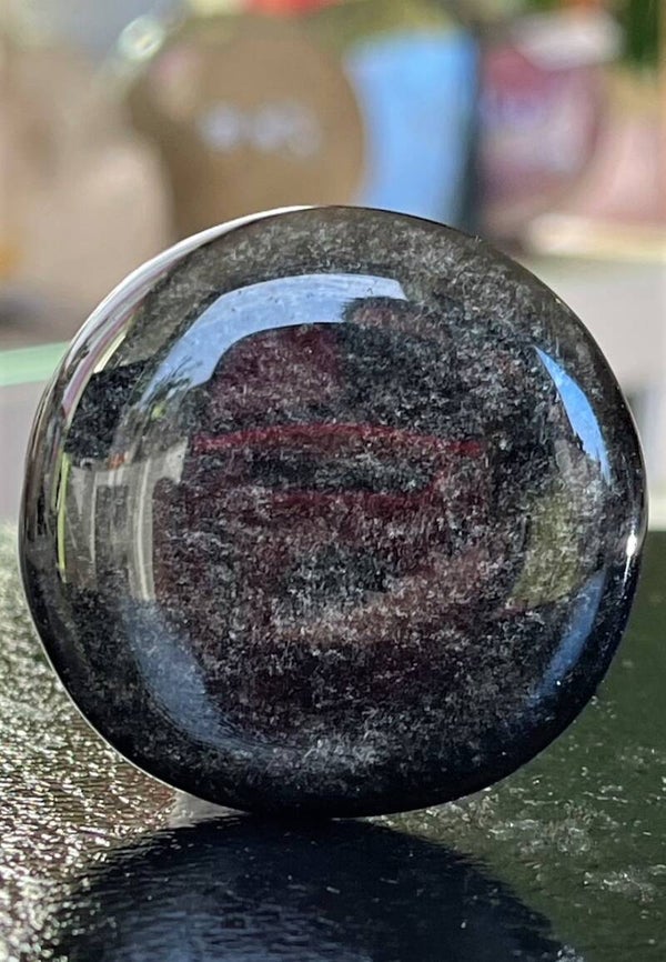 Zilver Obsidiaan knuffelsteen plat