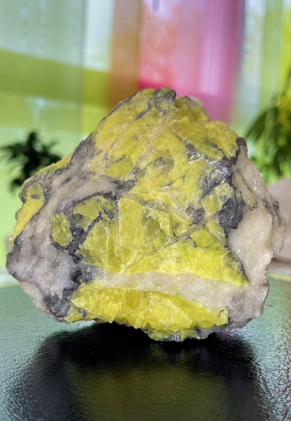 Zwavel op Calciet ruw uit Sicilië Italië, groot