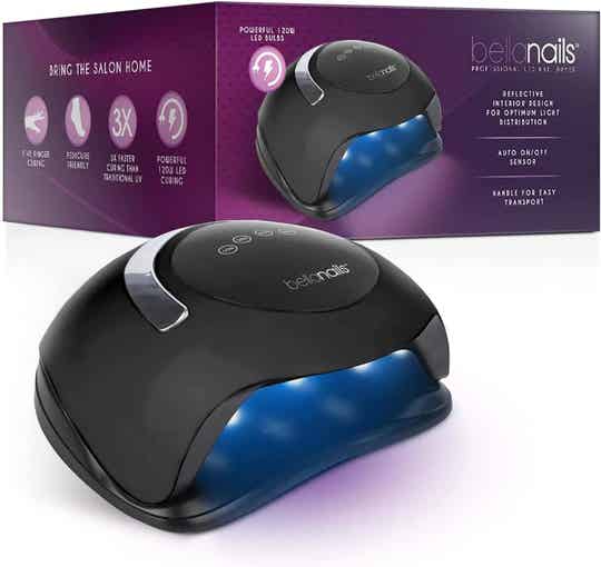 BELLANAILS Profesjonalna lampa LED do żelu do paznokci do użytku w domu lub w salonie, Suszarka do żelowego lakieru do paznokci, 3 razy szybsza niż tradycyjna lampa UV do paznokci Suszarka do paznokci Lampy utwardzające, 4 ustawienia czasu, 120 W (czarny)
