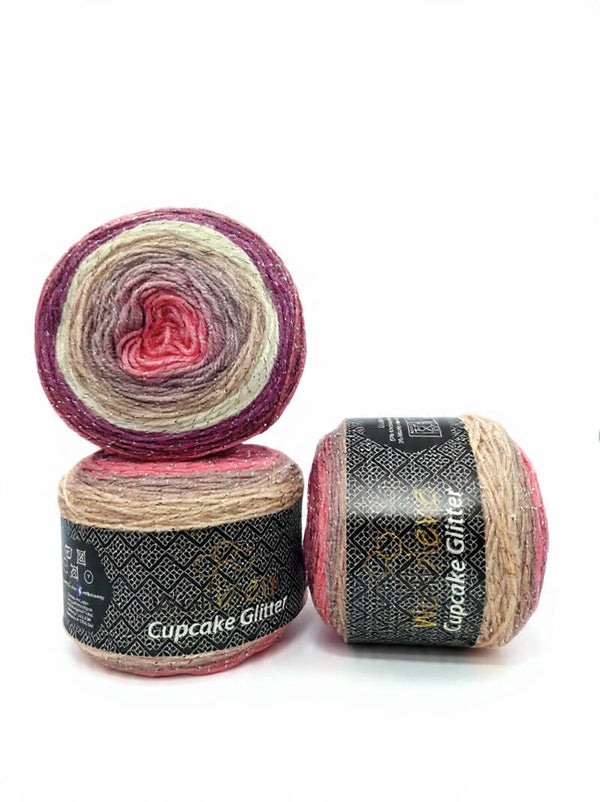 *PROMO 3 pz* CUPCAKE GLITTER Wollbiene