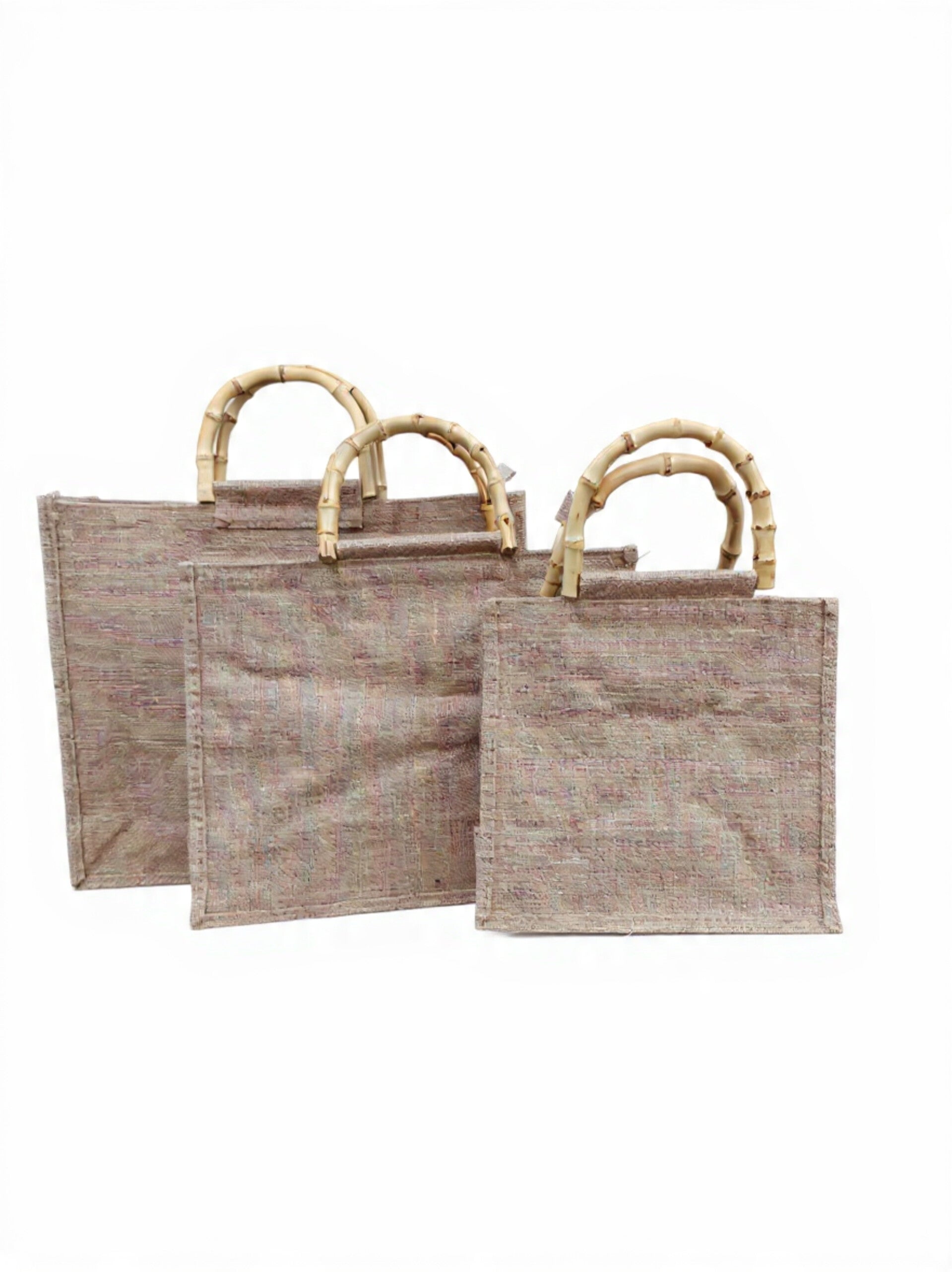 Borsa in Juta con Manici in Bamboo