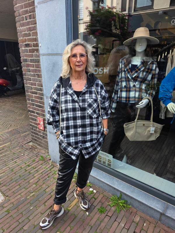 Vest, jacket, geruit, ruit, capuchon
