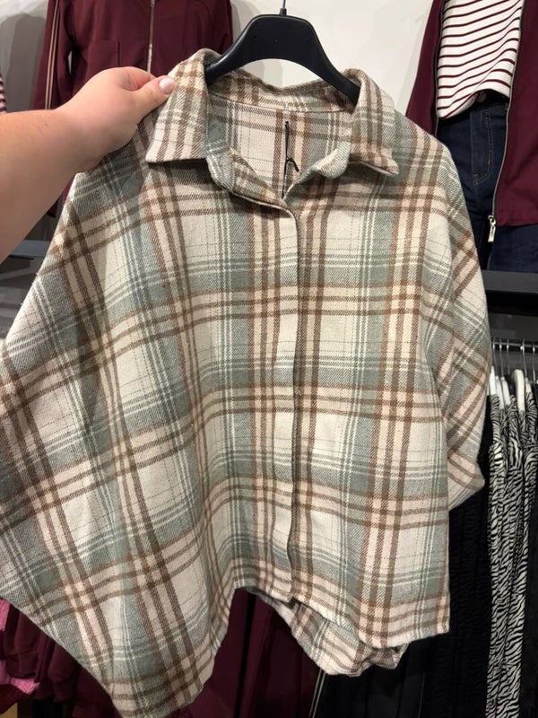 Geruite blouse beige groen nr. 4