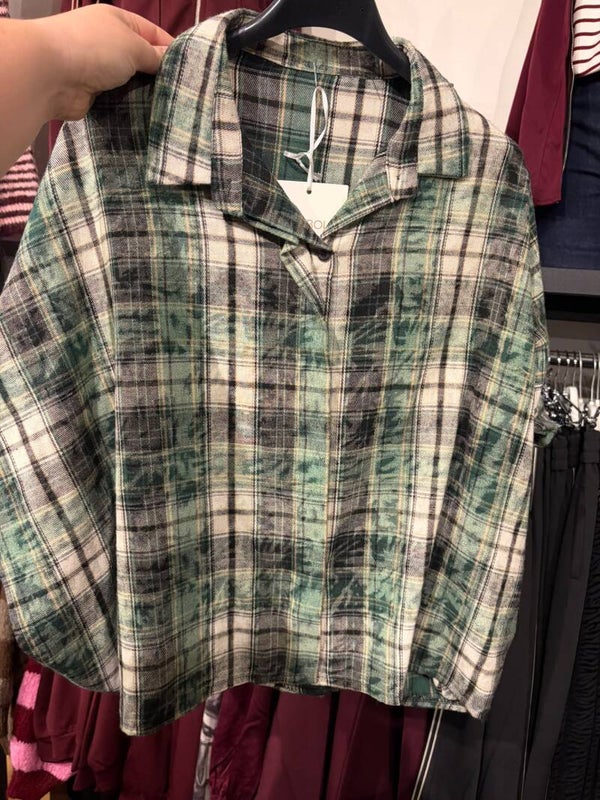 Geruite blouse groen zwart tinten nr. 1