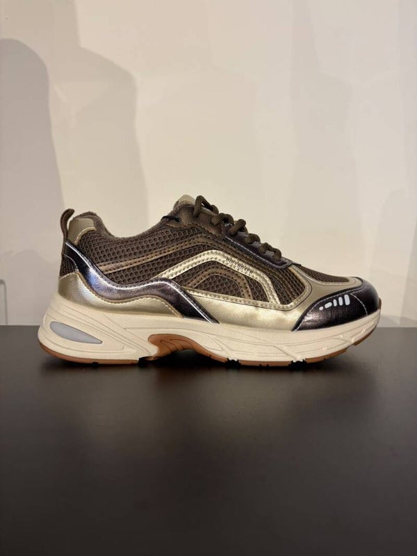 Bullboxer metallic antraciet low top sneakers