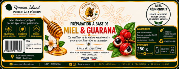 Miel & Guarana – Préparation au miel de La Réunion – 250 g