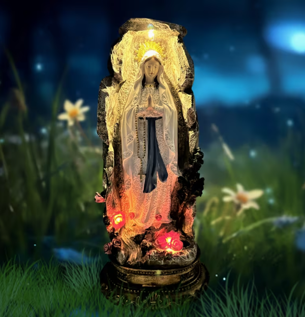 🙏 Statue Lumineuse de la Vierge Marie – Lampe Solaire Extérieure IP44