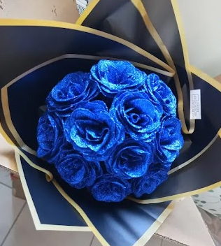🌹 Bouquet de Roses Pailletées Bleu Royal 🌹