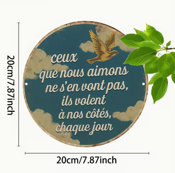 🕊️ Plaque murale ronde – Message souvenir