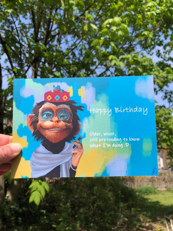 Birthday card - Indian monkey