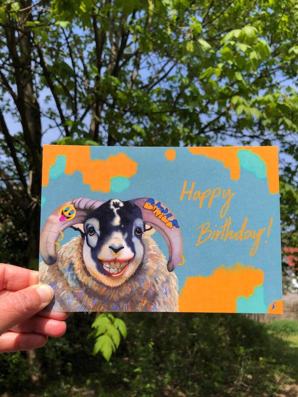 Birthday card - happy sheep